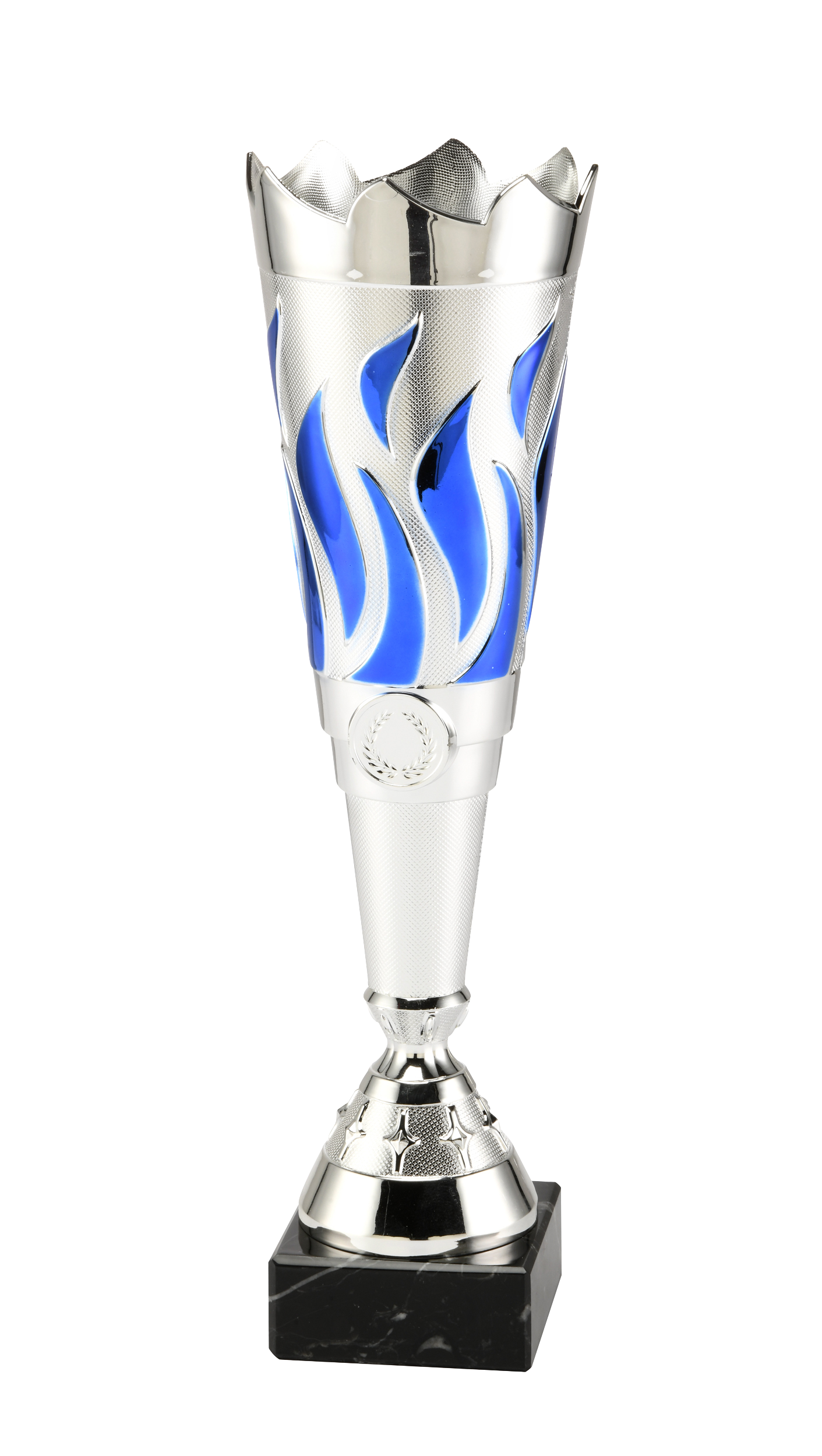 Voetbal kampioen beker met vlammen