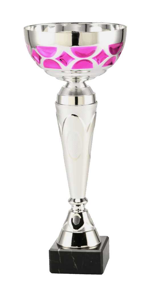 Zilveren beker met roze accenten